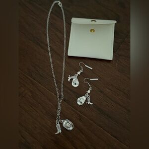 New Western Rodeo Cowboy Boots & Hat Necklace & Earrings